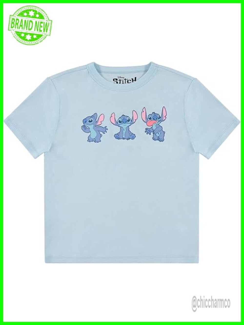 Tie Front T-Shirt Lilo & Stitch Graphic Tee Classic Crew Neck